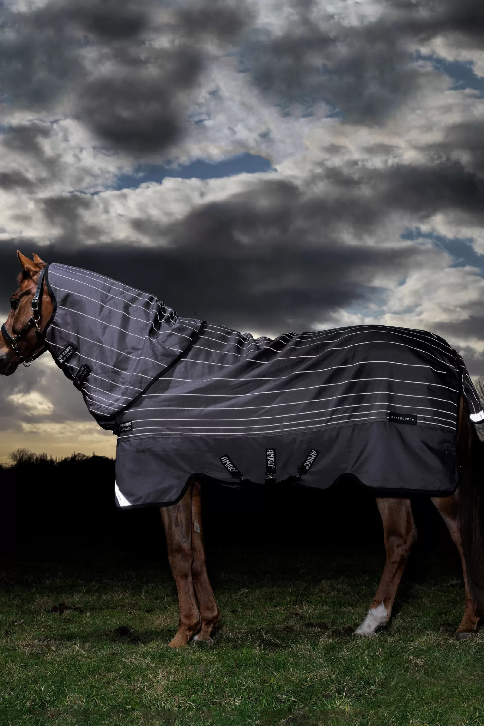 horseware Amigo Bravo 12 Reflectech Plus Ulkoloimi Irrotettavalla Kaulakappaleella, 100 G Grey/ Reflective/Black Flash Sale