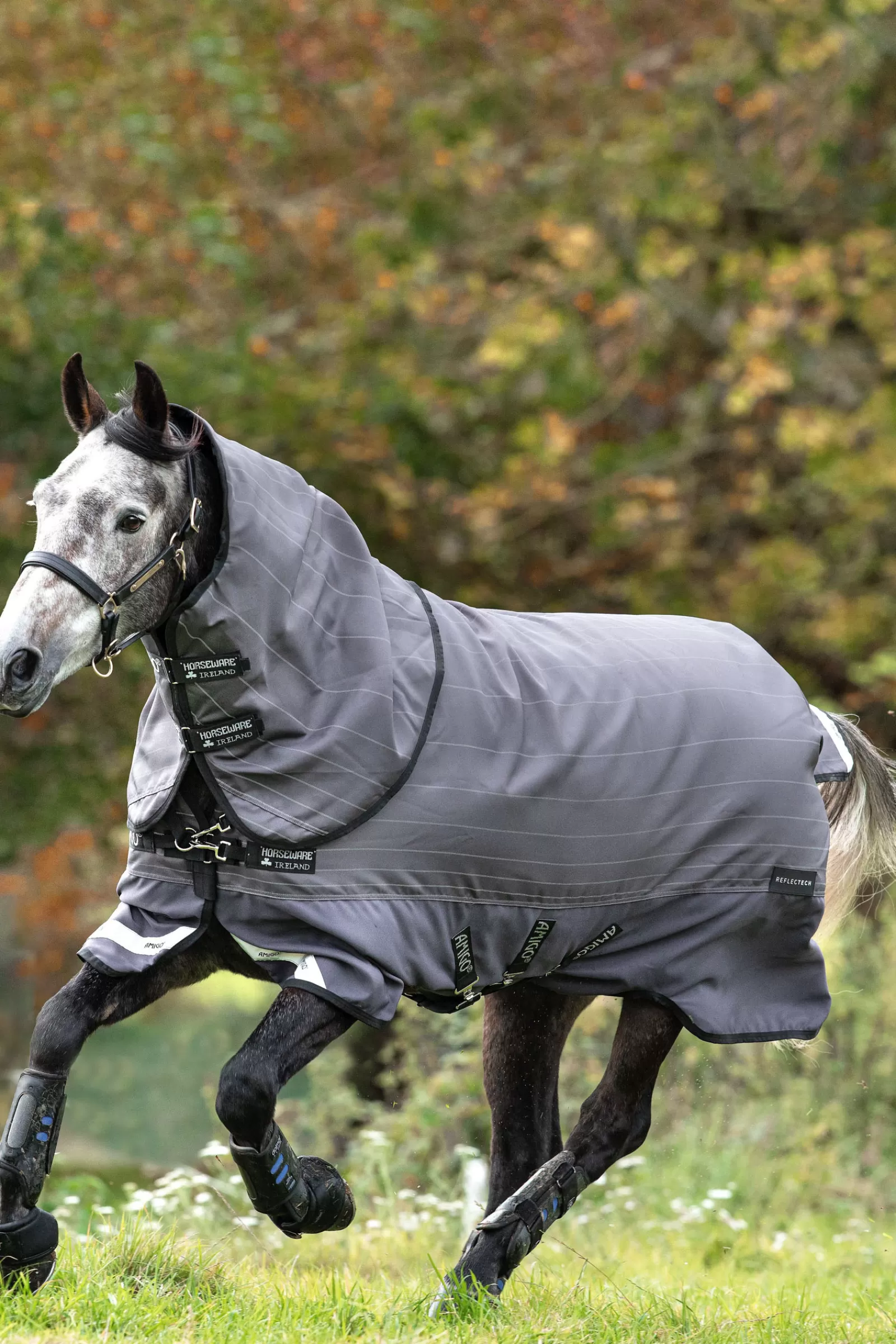 horseware Amigo Bravo 12 Reflectech Plus Ulkoloimi Irrotettavalla Kaulakappaleella, 100 G Grey/ Reflective/Black Flash Sale